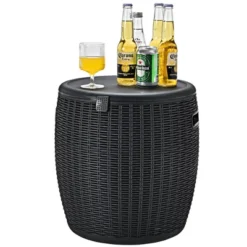 Costway 9.5 Gallon 4-in-1 Patio Rattan Cool Bar Cocktail Table Side Table BrownBlack -Deals Patio Elegance Store GUEST 75117242 487f 41df 9889 e7a684d1b2fa