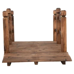 Costway 5' Wooden Bridge Stained Finish Decorative Solid Wood Garden Pond Arch Walkway -Deals Patio Elegance Store GUEST 754dd40f 61e8 4b6f 9df5 f3bc1f48c26f