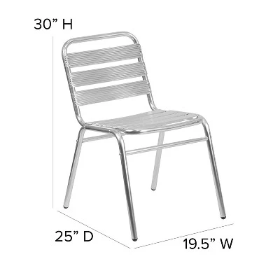 Emma And Oliver 4 Pack Commercial Aluminum Indoor-Outdoor Restaurant Stack Chair - Triple Slat Back 3 Emma And Oliver 4 Pack Commercial Aluminum Indoor-Outdoor Restaurant Stack Chair - Triple Slat Back - Image 3