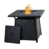 28" Outdoor Gas Fire Pit Table With Lid & Glass - Captiva Designs
