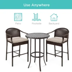 Best Choice Products 3-Piece Outdoor Wicker Bistro Bar Height Set For Patio, Garden W/ Barstools, Steel Frame 12 Best Choice Products 3-Piece Outdoor Wicker Bistro Bar Height Set For Patio, Garden W/ Barstools, Steel Frame -Deals Patio Elegance Store GUEST 7737588f 5673 47ba a0b1 de45b83a63a0