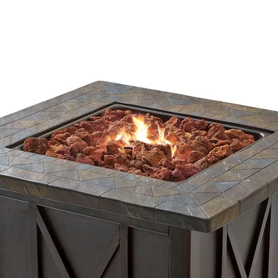 Endless Summer 30 Inch Square 30,000 BTU Liquid Propane Gas Outdoor Fire Pit Table W/ Push Button Ignition, Lava Rock, & Steel Fire Bowl, Bronze 1 Endless Summer 30 Inch Square 30,000 BTU Liquid Propane Gas Outdoor Fire Pit Table W/ Push Button Ignition, Lava Rock, & Steel Fire Bowl, Bronze