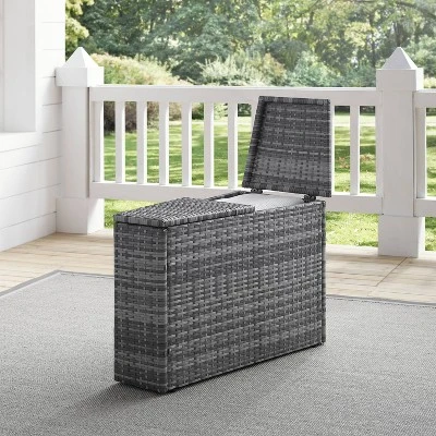 Catalina Outdoor Wicker Arm Table - Gray - Crosley 5 Catalina Outdoor Wicker Arm Table - Gray - Crosley - Image 5