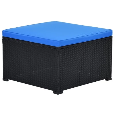 5pc Wicker Patio Sectional Seating Set With Cushions - Black/Blue - GODEER 9 5pc Wicker Patio Sectional Seating Set With Cushions - Black/Blue - GODEER - Image 9