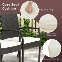 Costway 2PCS Patio PE Wicker Dining Chairs With Soft Zippered Cushion Armchairs Backyard 15 Costway 2PCS Patio PE Wicker Dining Chairs With Soft Zippered Cushion Armchairs Backyard -Deals Patio Elegance Store GUEST 798b132d 8b21 4427 9df0 7a3b64ec1c22