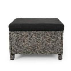 Puerta 2pk Outdoor Wicker Ottomans With Cushions - Black/Dark Gray - Christopher Knight Home -Deals Patio Elegance Store GUEST 7b41c508 e11c 4598 9a8d e863ff68f294