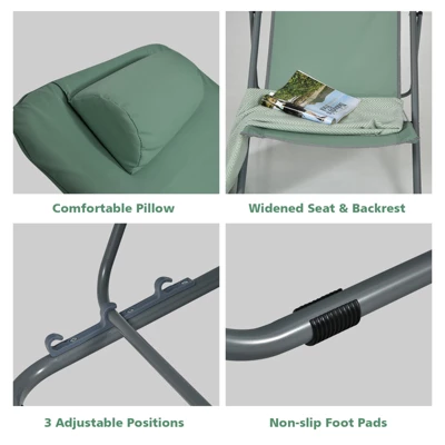 Tangkula 2 PCS Beach Chair Lounger Reclining Folding Chair W/3-Position Adjustable Backrest Blue/Orange/Green 8 Tangkula 2 PCS Beach Chair Lounger Reclining Folding Chair W/3-Position Adjustable Backrest Blue/Orange/Green - Image 8