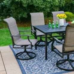 7pc Outdoor Dining Set With With Padded Sling Chairs & Metal Rectangle Table With Umbrella Hole - Captiva Designs -Deals Patio Elegance Store GUEST 7b85bc45 743f 4bbf be3c 07cba7da362f