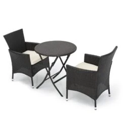 Malaga 3pc All-Weather Wicker Patio Bistro Set - Brown - Christopher Knight Home