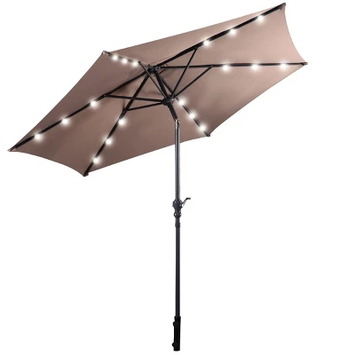 Tangkula 9' Outdoor Patio Umbrella Offset W/LED Light No Base Beige/Burgundy/Tan 7 Tangkula 9' Outdoor Patio Umbrella Offset W/LED Light No Base Beige/Burgundy/Tan - Image 7