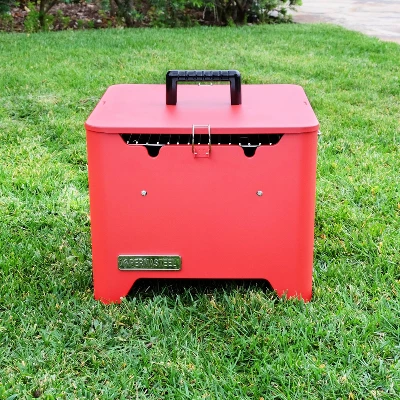 Permasteel Square Portable Charcoal Grill PG-40C10-RD - Red 2 Permasteel Square Portable Charcoal Grill PG-40C10-RD - Red - Image 2