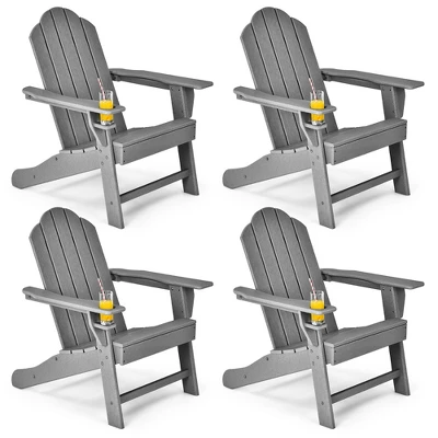 Costway 4PCS Patio Adirondack Chair Weather Resistant Garden Deck W/Cup Holder WhiteBlackGreyTurquoise 8 Costway 4PCS Patio Adirondack Chair Weather Resistant Garden Deck W/Cup Holder WhiteBlackGreyTurquoise - Image 8