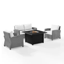 Bradenton 4pc Wicker Seating Set With Fire Table - Crosley -Deals Patio Elegance Store GUEST 7ed80329 2bae 40ab 8ca0 d68a4dd50ed9