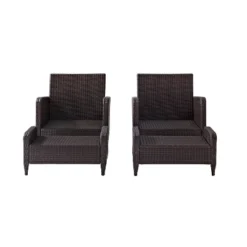 Kiawah 4pc Outdoor Wicker Conversation Set With 2 Arm Chairs & 2 Ottomans Blue - Crosley -Deals Patio Elegance Store GUEST 7f16eb10 49aa 4407 90bd 6f788ec66027