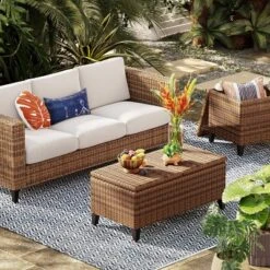 Brookfield Steel Wicker Patio Sofa - Light Brown - Threshold™