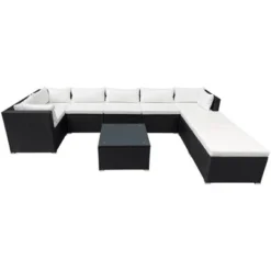 9pc Wicker Patio Seating Set With Cushions - Black/Beige - GODEER -Deals Patio Elegance Store GUEST 7f452318 6534 492d 998c 777fc6b3a464 1