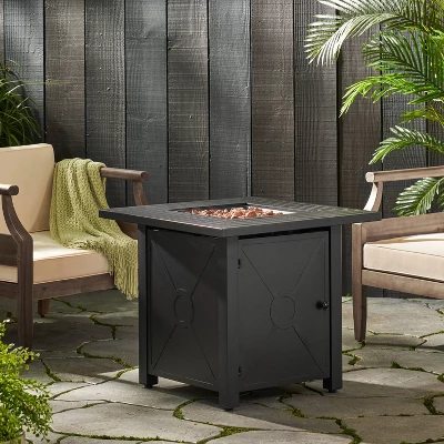 Elwick Outdoor 40000 BTU Iron Square Fire Pit Black - Christopher Knight Home 4 Elwick Outdoor 40000 BTU Iron Square Fire Pit Black - Christopher Knight Home - Image 4