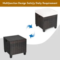Costway 2PCS Patio Rattan Ottoman Cushioned Seat Beige -Deals Patio Elegance Store GUEST 800c6fda d838 482c 970f 264dca4866ad