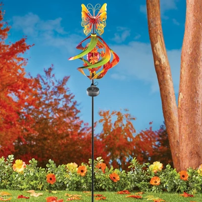 Collections Etc Solar Powered Golden Butterfly Wind Spinner Stake 8.5 X 8.5 X 42 2 Collections Etc Solar Powered Golden Butterfly Wind Spinner Stake 8.5 X 8.5 X 42 - Image 2