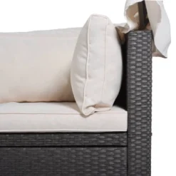 4pc Outdoor Wicker Rectangle Daybed With Canopy & Cushions - Beige - GODEER -Deals Patio Elegance Store GUEST 81ac35cc e5ea 4fd8 9bc2 0d4cae863e81