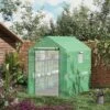 Outsunny 2-Tier Shelf Greenhouse With Door, Windows, PE Cover, Steel Frame For Outdoor Garden Plant & Plant Use, 84.25" X 56.25" X 76.75", Green