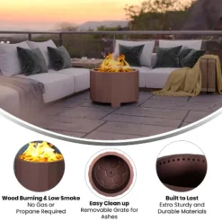 Flash Furniture Titus Commercial Grade 27 Inch Smokeless Outdoor Firepit, Natural Wood Burning Portable Fire Pit With Waterproof Cover -Deals Patio Elegance Store GUEST 81f0b23b e125 45dd ba24 22c525898f69