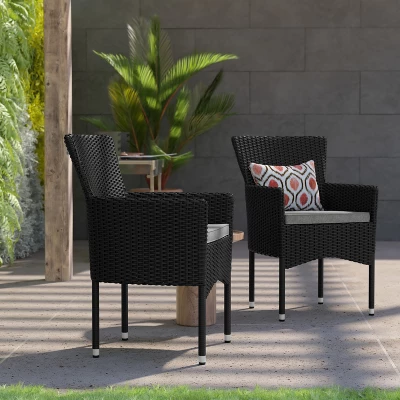 Flash Furniture Maxim Modern Wicker Patio Armchairs For Deck Or Backyard, Fade And Weather-Resistant Frames And Cushions 3 Flash Furniture Maxim Modern Wicker Patio Armchairs For Deck Or Backyard, Fade And Weather-Resistant Frames And Cushions - Image 3