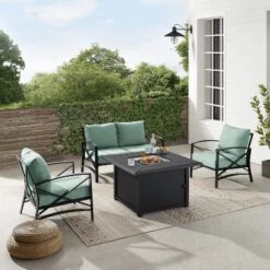 Kaplan 4pc Outdoor Conversation Set With Dante Fire Table - Mist - Crosley -Deals Patio Elegance Store GUEST 8269f05e 9308 40e6 a9e9 45d40b4f88a5