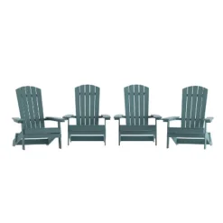 Emma And Oliver Set Of 4 Indoor/Outdoor Poly Resin Folding Adirondack Chairs, All-Weather Chairs For Porch, Patio, Or Sunroom -Deals Patio Elegance Store GUEST 828240d9 4178 46fc 90ce 4ddee23892f3