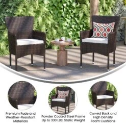 Merrick Lane Patio Chairs With Fade And Weather Resistant Wicker Wrapped Powder Coated Steel Frames & Cushions-Set Of 2 -Deals Patio Elegance Store GUEST 838f59b6 cbaf 4d1c b292 c2dfd242cbf6