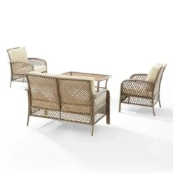 Tribeca 4pc Outdoor Wicker Conversation Set - Sand/Driftwood - Crosley -Deals Patio Elegance Store GUEST 840951af bea9 4649 953f 75ac43ecf17c