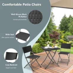 Tangkula 3PCS Patio Bistro Set Folding Wicker Chairs & Table Outdoor Patio Furniture Set -Deals Patio Elegance Store GUEST 84cca26e a684 45c0 b2ca b8d29cba2379