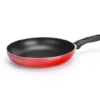 NutriChef Red Medium Fry Pan, 10-Inch Kitchen Cookware, Black Coating Inside, Heat Resistant Lacquer Outside (Red)