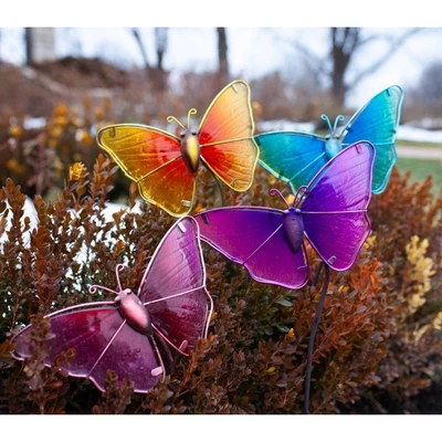 4pk 26" Resin/Glass Butterfly Garden Stakes - Exhart 10 4pk 26" Resin/Glass Butterfly Garden Stakes - Exhart - Image 10
