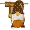 Fall Gnome Burlap House Flag Autumn Welcome Pumpkin 28" X 40" Briarwood Lane