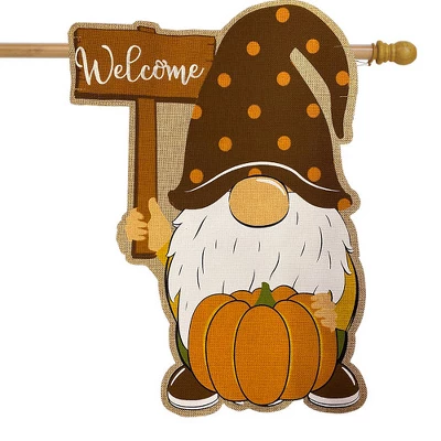 Fall Gnome Burlap House Flag Autumn Welcome Pumpkin 28" X 40" Briarwood Lane 1 Fall Gnome Burlap House Flag Autumn Welcome Pumpkin 28" X 40" Briarwood Lane