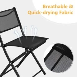Tangkula 3-Piece Patio Bistro Dining Furniture Set, Outdoor Patio Conversation Set With Round Black Tempered Glass Tabletop And 2 Folding Chairs -Deals Patio Elegance Store GUEST 865b3db5 40ca 4d18 88fa 2cc36101e2a1