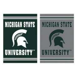 Evergreen Embossed Suede Flag, House Size, Michigan State University