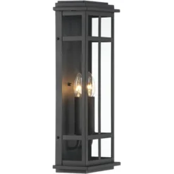 Possini Euro Design Modern Industrial Outdoor Wall Light Fixture Cool Black Windowpane Frame 20" For Post Exterior Barn Deck House -Deals Patio Elegance Store GUEST 86b1ea7a 3724 4d98 b9fc c51acb890708