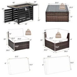 Tangkula 7PCS Patio Rattan Furniture Set 42" Fire Pit Table W/ Cover Cushioned -Deals Patio Elegance Store GUEST 8876e387 1dfd 4484 8914 d10e5d433182