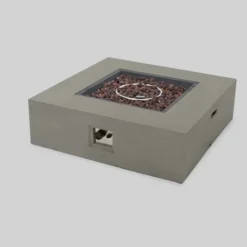 Oana 7pc Acacia V-Shaped Sectional Sofa Set With Fire Pit - Teak/Beige/Light Gray - Christopher Knight Home -Deals Patio Elegance Store GUEST 8893c7e1 0d56 4b57 b707 47e41e847d7d