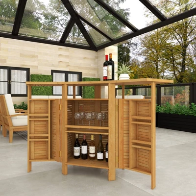 Patio Bar Table Teak - Olivia & May 8 Patio Bar Table Teak - Olivia & May - Image 8