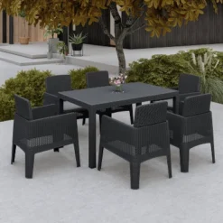 Lucca 7pc Dining Set With Cushions - Black/Gray - DUKAP -Deals Patio Elegance Store GUEST 89b7e508 d17c 40b9 9083 15878084c497