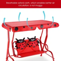 Costway Kids Patio Swing Chair Children Porch Bench Canopy 2 Person Yard Furniture Red -Deals Patio Elegance Store GUEST 8a49aadf 81d9 4186 bd76 e19395430c56