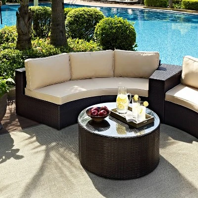 Catalina 2pc Outdoor Wicker Sectional Set - Sand - Crosley 2 Catalina 2pc Outdoor Wicker Sectional Set - Sand - Crosley - Image 2