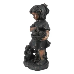 LuxenHome 23.31" Bronze MgO Girl Holding Basket Of Kittens With Puppy Garden Statue -Deals Patio Elegance Store GUEST 8b19ccd4 9a4a 4b9b 8518 733682a86fb7