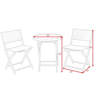 Costway 3 PCS Folding Bistro Table Chairs Set Garden Backyard Patio Furniture Red 2 Costway 3 PCS Folding Bistro Table Chairs Set Garden Backyard Patio Furniture Red - Image 2