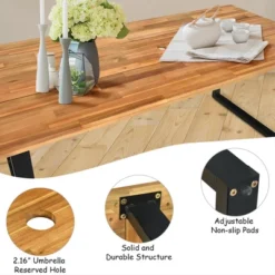 Costway 7PCS Patio Rattan Patented Dining Chair Table Set Solid Wood Frame Umbrella Hole -Deals Patio Elegance Store GUEST 8bb07d69 4320 4d9b 81d5 af9084c8e103