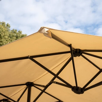 8pc Outdoor Dining Set With Metal Slat Top Table & Wrought Iron Chairs - Black/Beige - Captiva Designs 9 8pc Outdoor Dining Set With Metal Slat Top Table & Wrought Iron Chairs - Black/Beige - Captiva Designs - Image 9