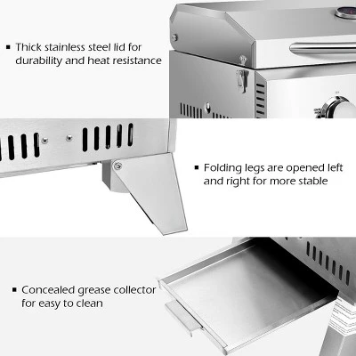 Costway 2 Burner Portable BBQ Table Top Propane Gas Grill Stainless Steel 9 Costway 2 Burner Portable BBQ Table Top Propane Gas Grill Stainless Steel - Image 9